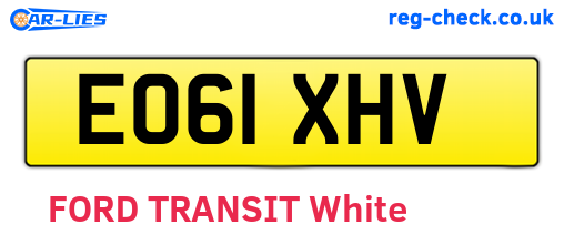 EO61XHV are the vehicle registration plates.