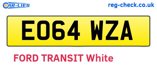 EO64WZA are the vehicle registration plates.