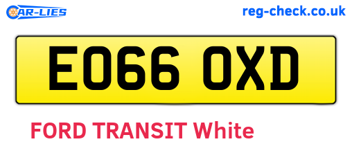 EO66OXD are the vehicle registration plates.