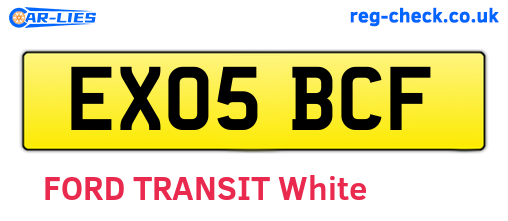 EX05BCF are the vehicle registration plates.