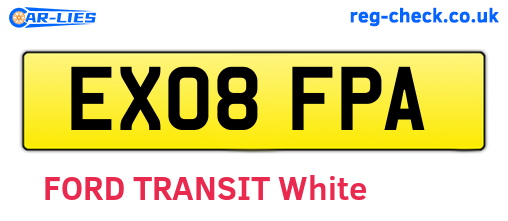 EX08FPA are the vehicle registration plates.
