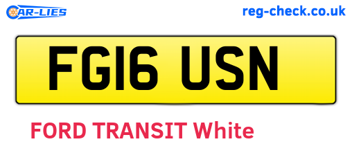FG16USN are the vehicle registration plates.