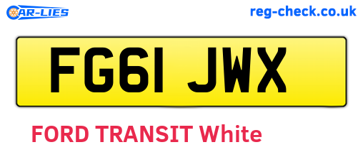 FG61JWX are the vehicle registration plates.