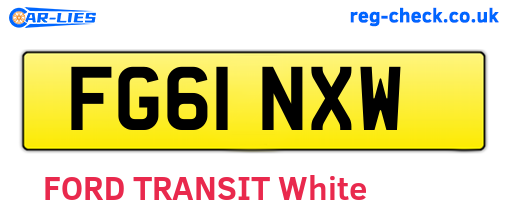FG61NXW are the vehicle registration plates.