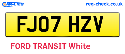 FJ07HZV are the vehicle registration plates.
