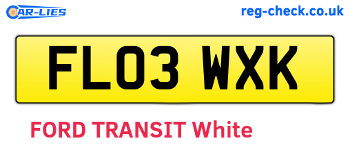 FL03WXK are the vehicle registration plates.
