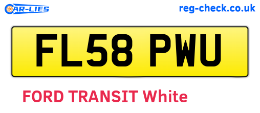 FL58PWU are the vehicle registration plates.