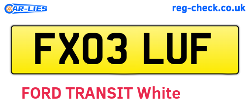 FX03LUF are the vehicle registration plates.