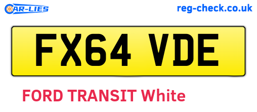FX64VDE are the vehicle registration plates.