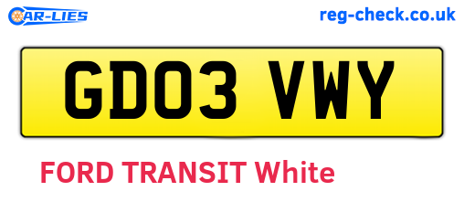 GD03VWY are the vehicle registration plates.