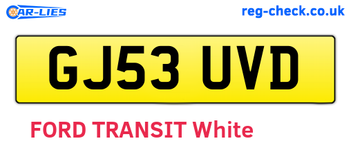 GJ53UVD are the vehicle registration plates.