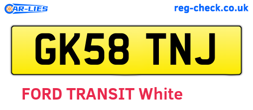 GK58TNJ are the vehicle registration plates.