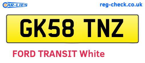 GK58TNZ are the vehicle registration plates.