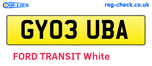 GY03UBA are the vehicle registration plates.