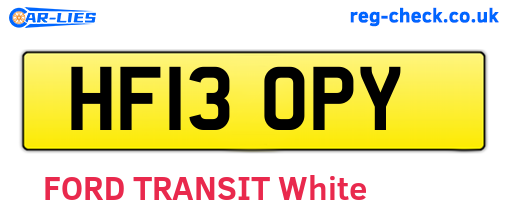 HF13OPY are the vehicle registration plates.