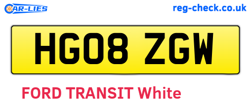 HG08ZGW are the vehicle registration plates.