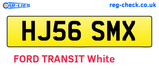 HJ56SMX are the vehicle registration plates.