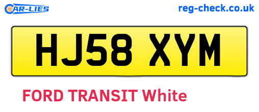 HJ58XYM are the vehicle registration plates.
