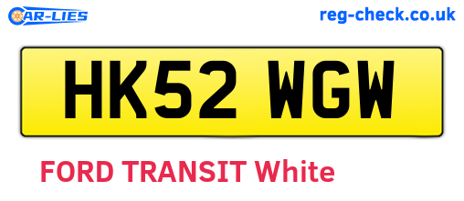 HK52WGW are the vehicle registration plates.