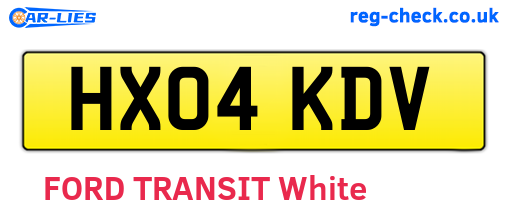 HX04KDV are the vehicle registration plates.