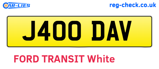 J400DAV are the vehicle registration plates.