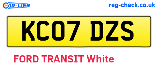 KC07DZS are the vehicle registration plates.