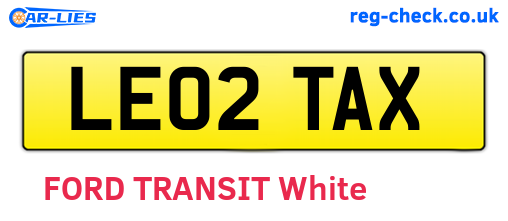 LE02TAX are the vehicle registration plates.