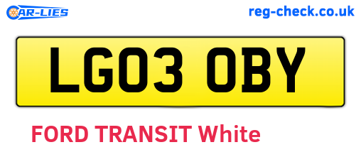 LG03OBY are the vehicle registration plates.