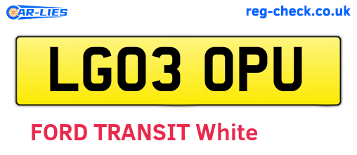 LG03OPU are the vehicle registration plates.