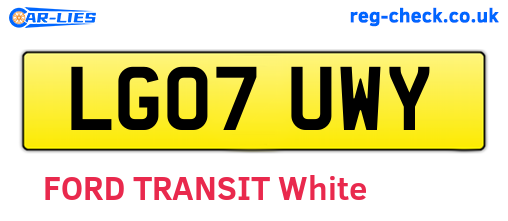 LG07UWY are the vehicle registration plates.