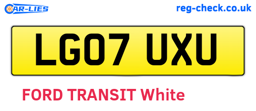 LG07UXU are the vehicle registration plates.