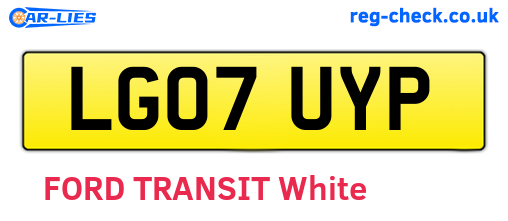 LG07UYP are the vehicle registration plates.