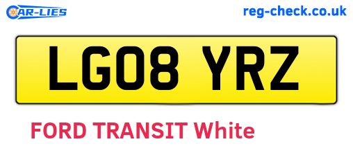 LG08YRZ are the vehicle registration plates.