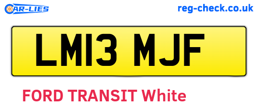 LM13MJF are the vehicle registration plates.