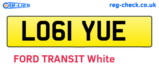 LO61YUE are the vehicle registration plates.