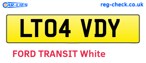 LT04VDY are the vehicle registration plates.