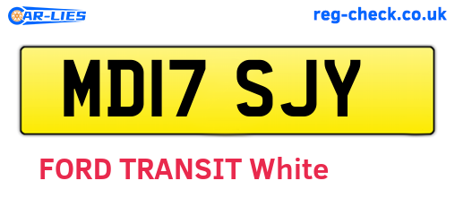 MD17SJY are the vehicle registration plates.