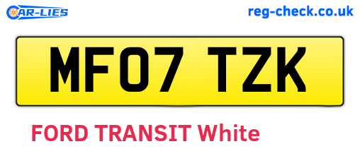 MF07TZK are the vehicle registration plates.