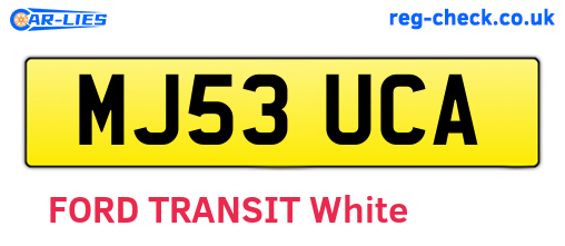 MJ53UCA are the vehicle registration plates.