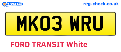 MK03WRU are the vehicle registration plates.