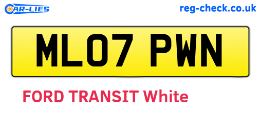ML07PWN are the vehicle registration plates.