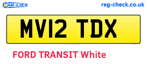 MV12TDX are the vehicle registration plates.