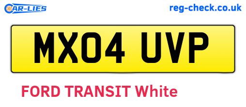 MX04UVP are the vehicle registration plates.