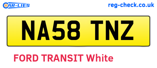 NA58TNZ are the vehicle registration plates.