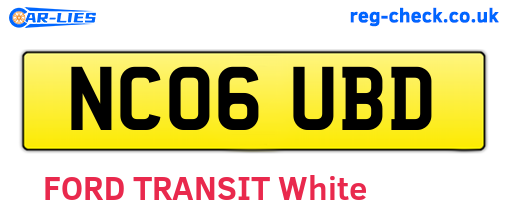 NC06UBD are the vehicle registration plates.