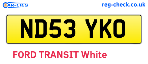 ND53YKO are the vehicle registration plates.