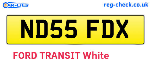 ND55FDX are the vehicle registration plates.
