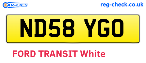 ND58YGO are the vehicle registration plates.
