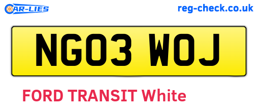 NG03WOJ are the vehicle registration plates.