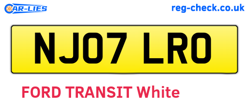 NJ07LRO are the vehicle registration plates.